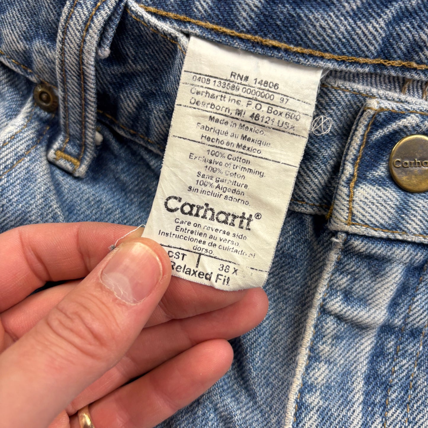 Vintage Carhartt Blue Workwear Carpenter Baggy Jeans - 38