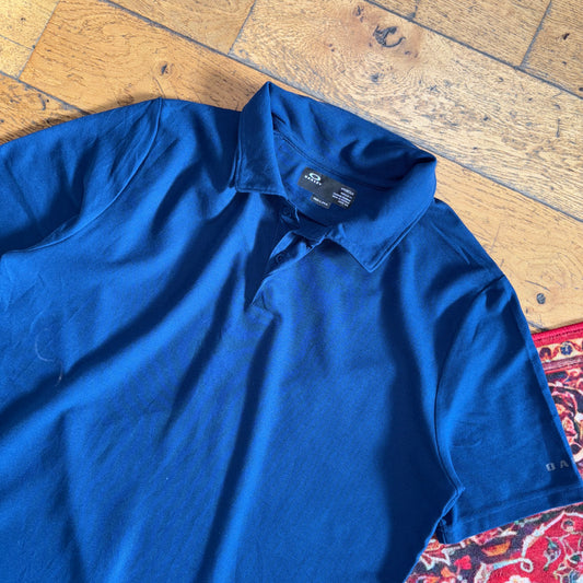 Vintage Oakley Navy Blue Polo Shirt - S