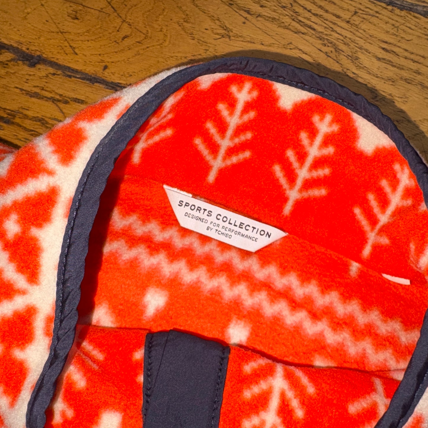 Vintage Orange Synchilla Style Crazy Pattern Fleece Sweatshirt - L