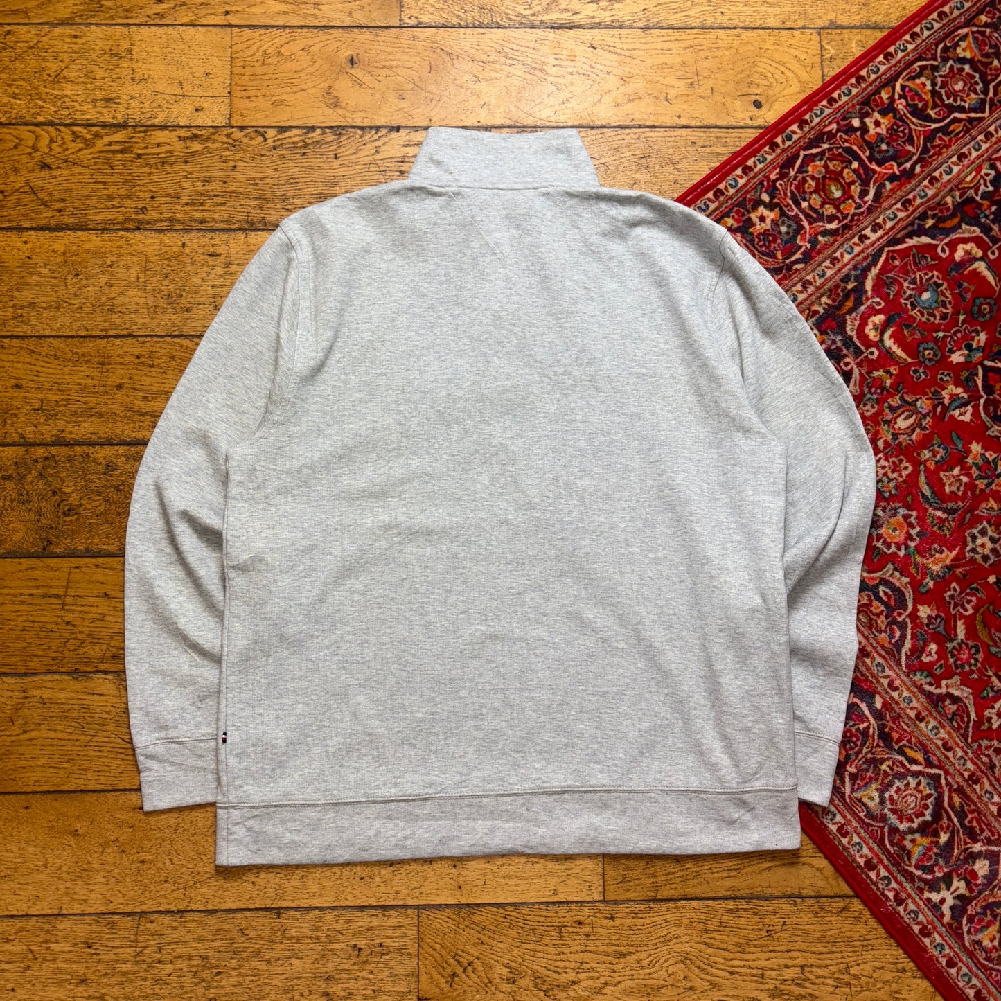 Vintage Tommy Hilfiger Grey Quarter Zip Embroidered Sweatshirt - XL