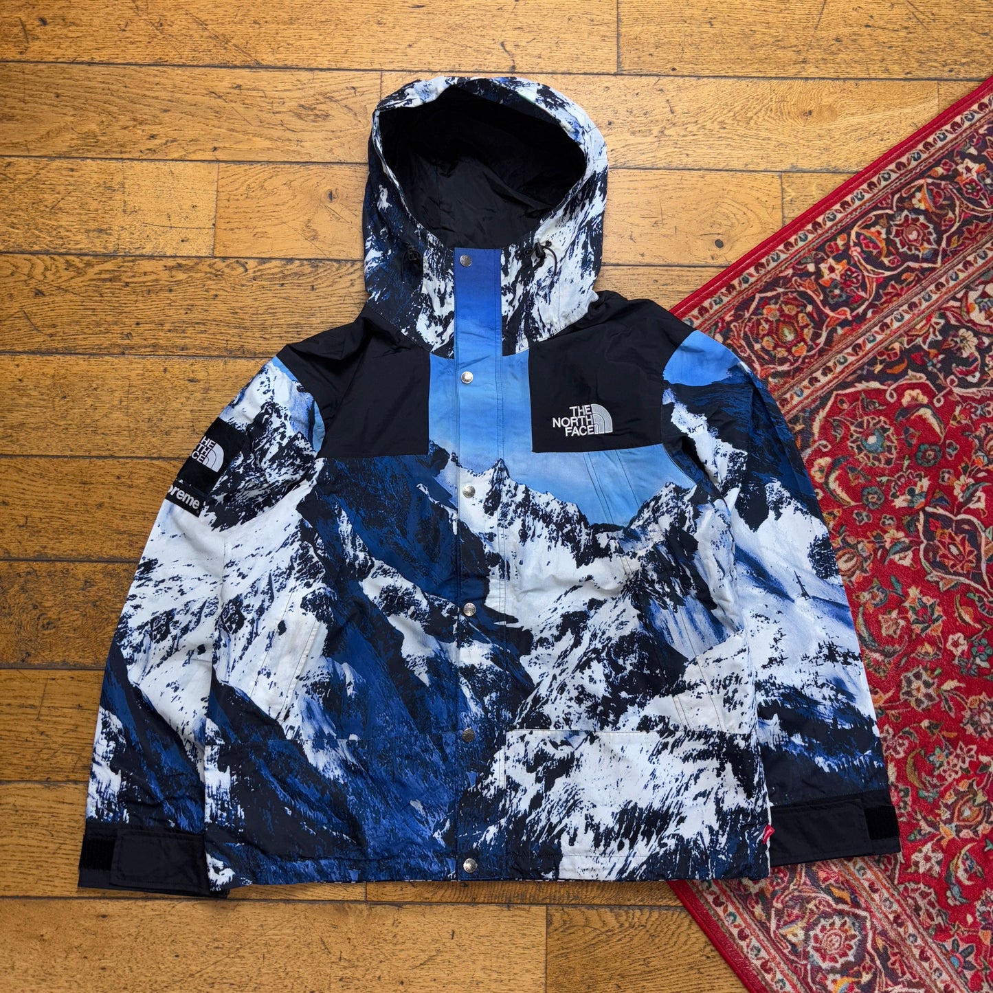 Supreme FW17 North Face Mountain Parka Blue Jacket Coat - M
