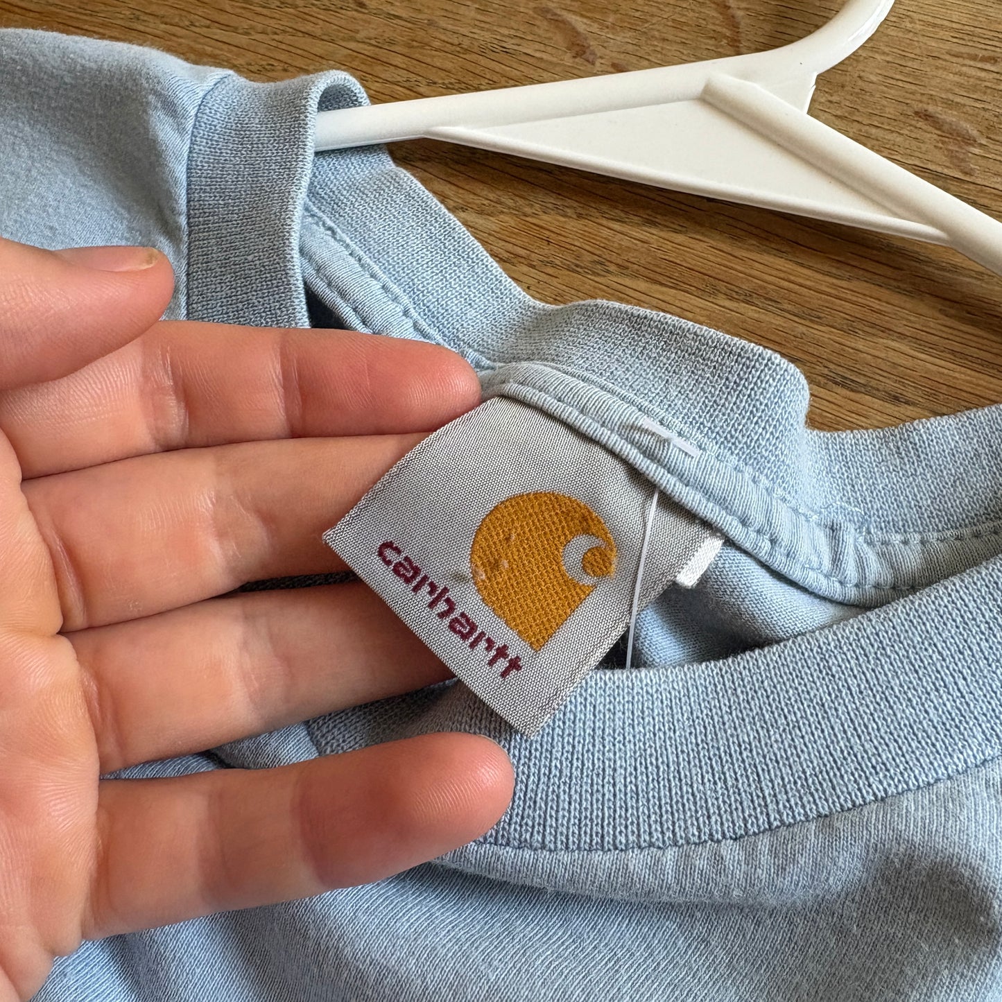 Vintage Carhartt Blue Spellout Graphic T-Shirt - S