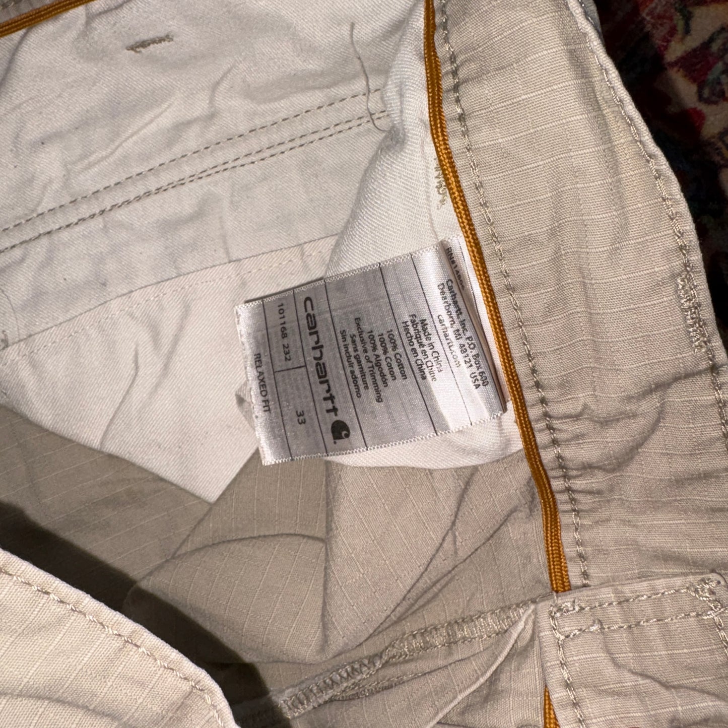 Vintage Carhartt Cream Workwear Baggy Carpenter Shorts - 33