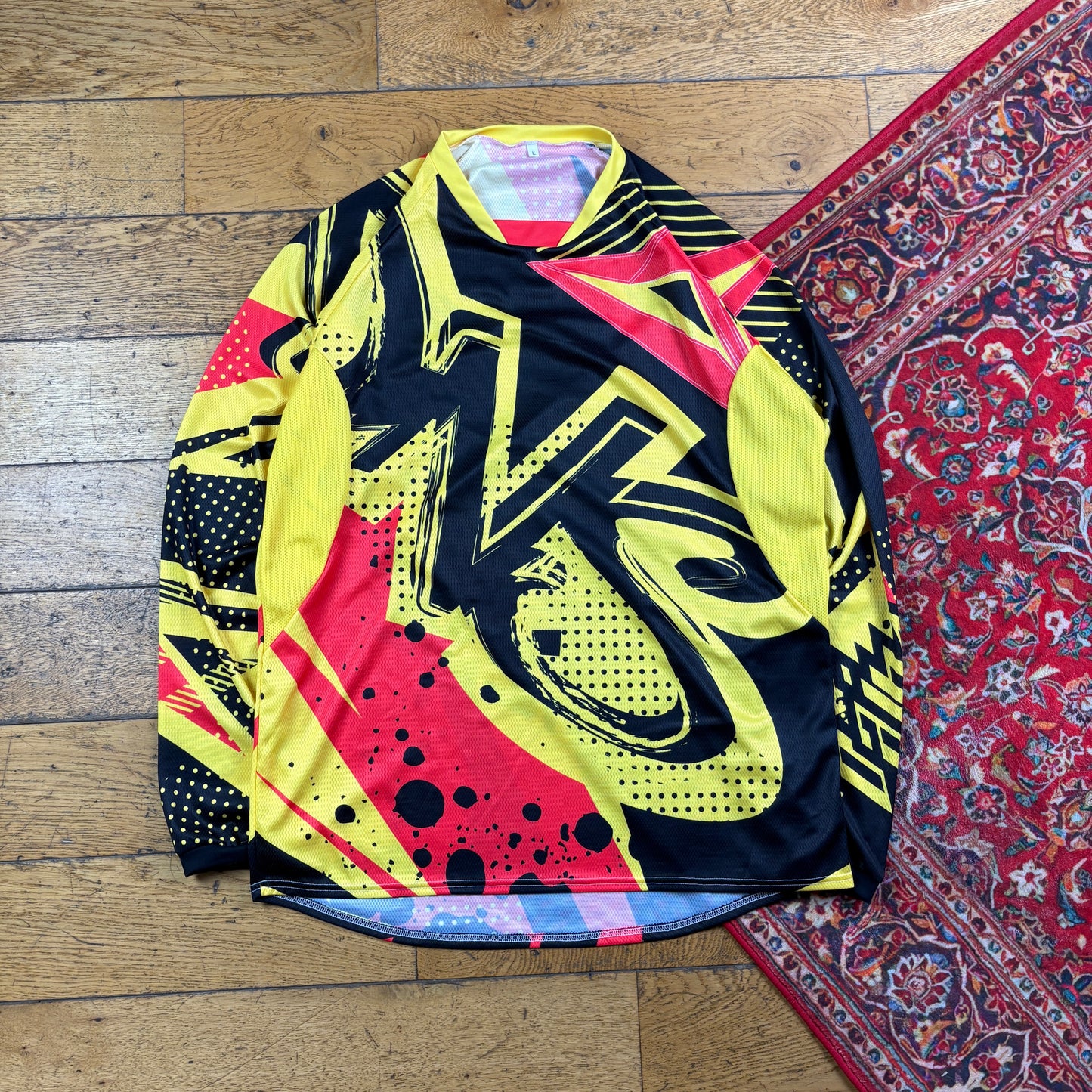 Vintage Graphic Yellow Motorbike Cycling Racing Long Sleeve T-Shirt - L