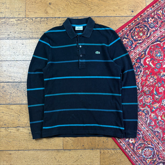 Vintage Lacoste Black Stripe Rugby Polo T Shirt - XS