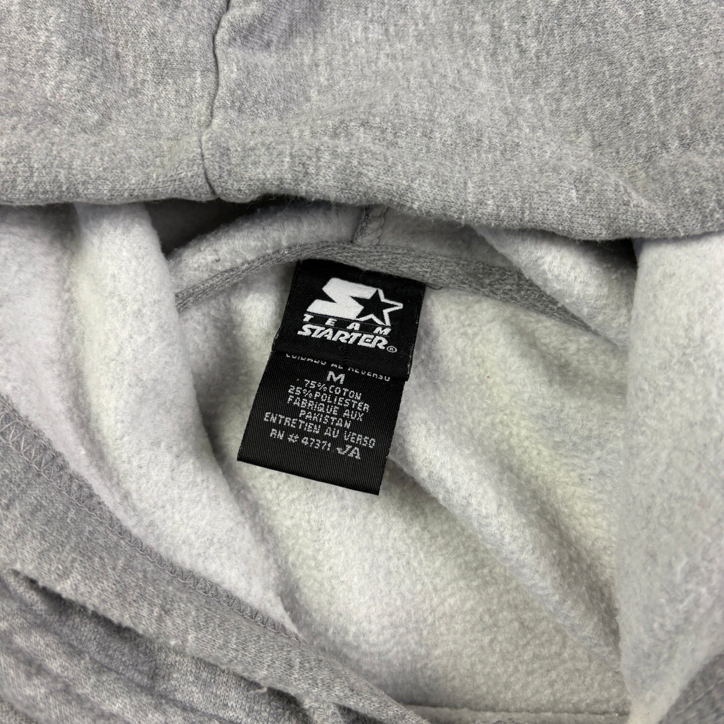 Vintage Starter Grey USA College Hoodie Embroidered Sweatshirt - M