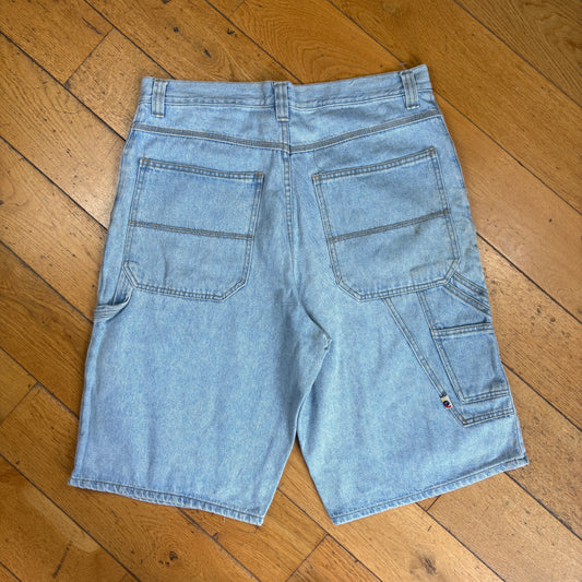 Vintage Bugle Boy Hip Hop Baggy Blue Carpenter Shorts Jorts - 36