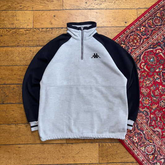 Vintage 90s Kappa Grey Black Embroidered Sweatshirt - M