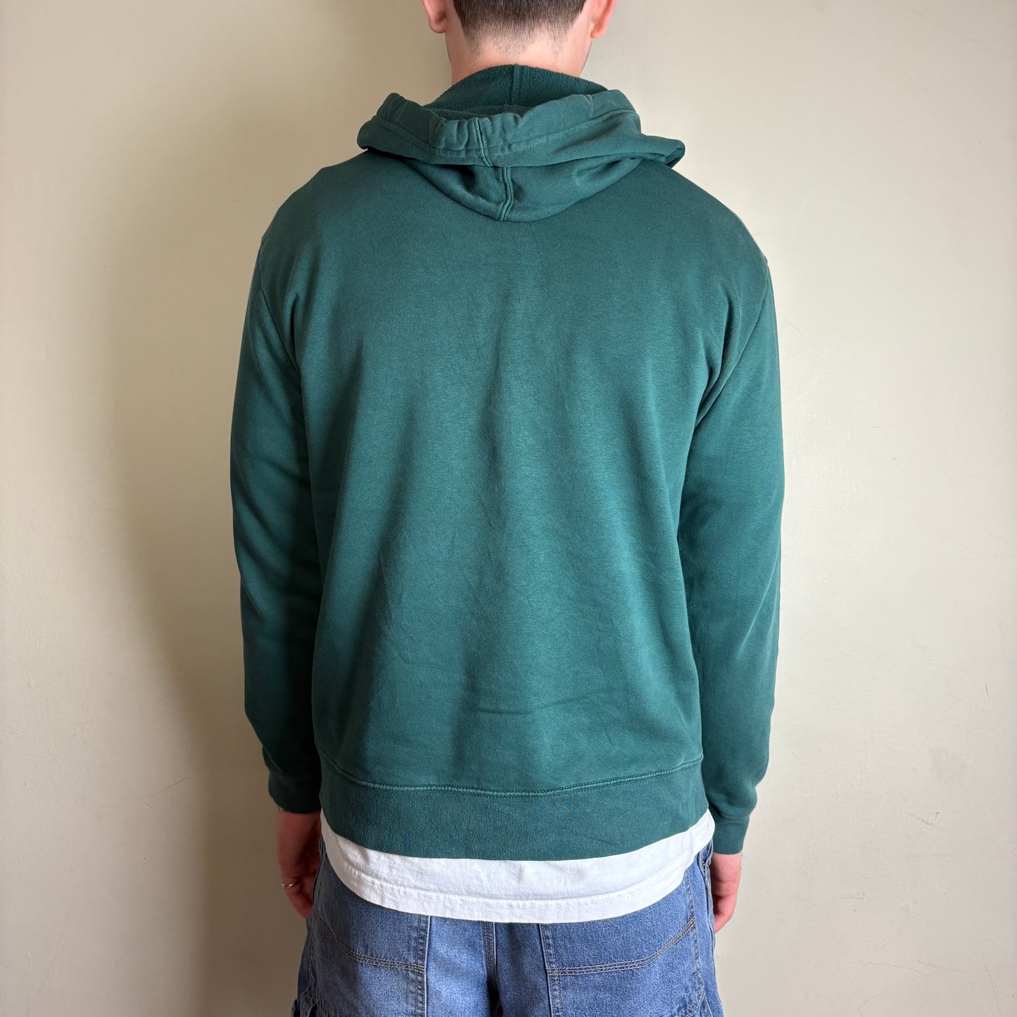 Vintage Gap Green Spellout Embroidered Hoodie Sweatshirt - M