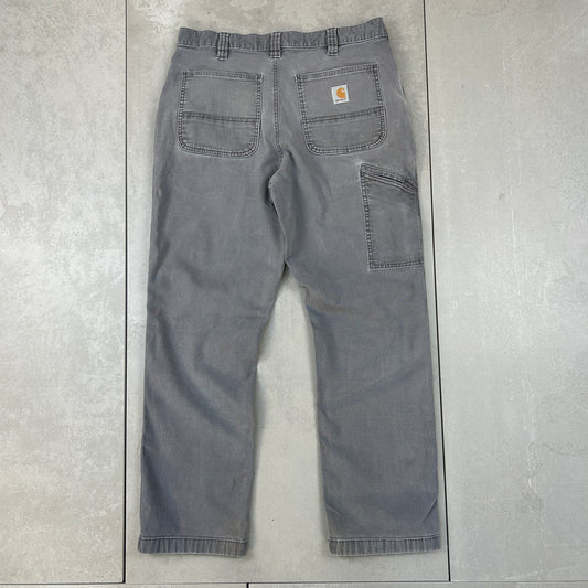 Vintage Carhartt Grey Workwear Carpenter Straight Trousers - 32