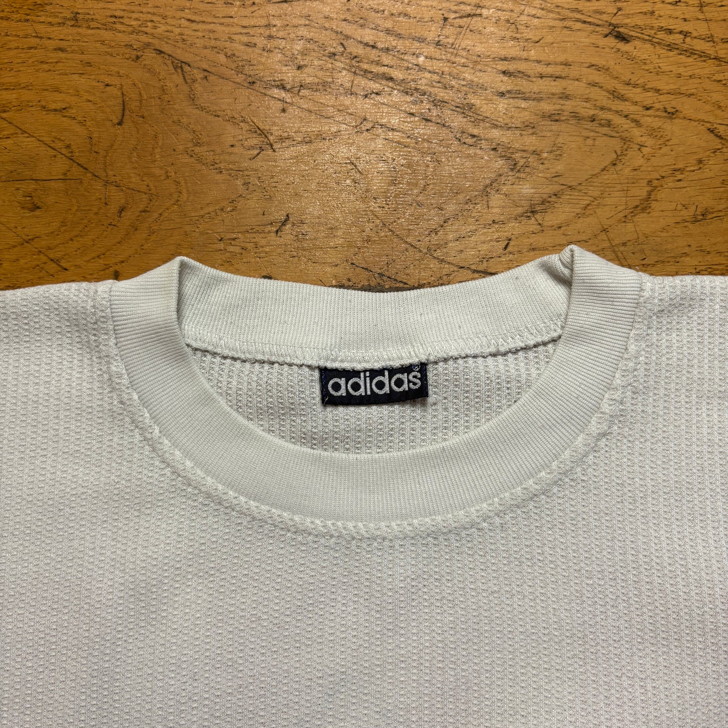Vintage 90s Adidas Waffle Heavyweight White Graphic T-Shirt - XL