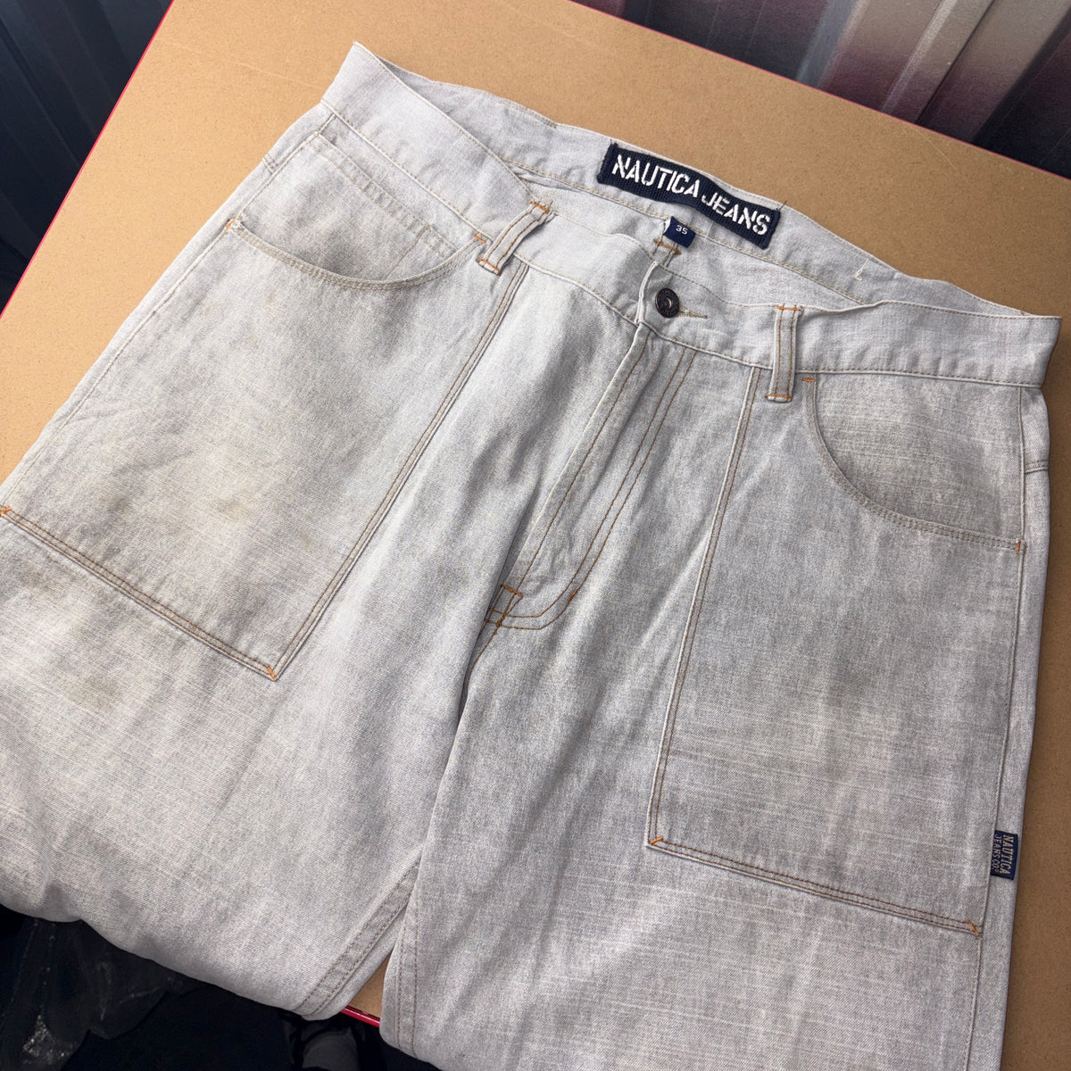 Nautica Grey Embroidered Hip Hop Y2K Baggy Jeans - 35S