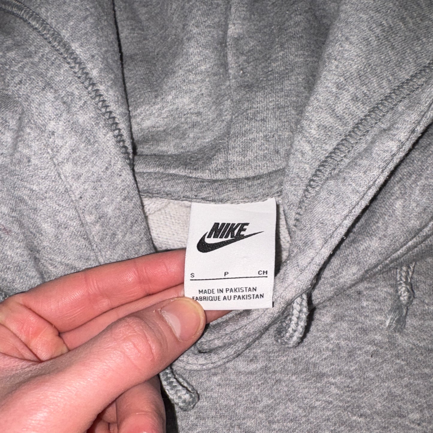 Vintage Nike Y2K Centre Swoosh Grey Embroidered Boxy Hoodie Sweatshirt - S