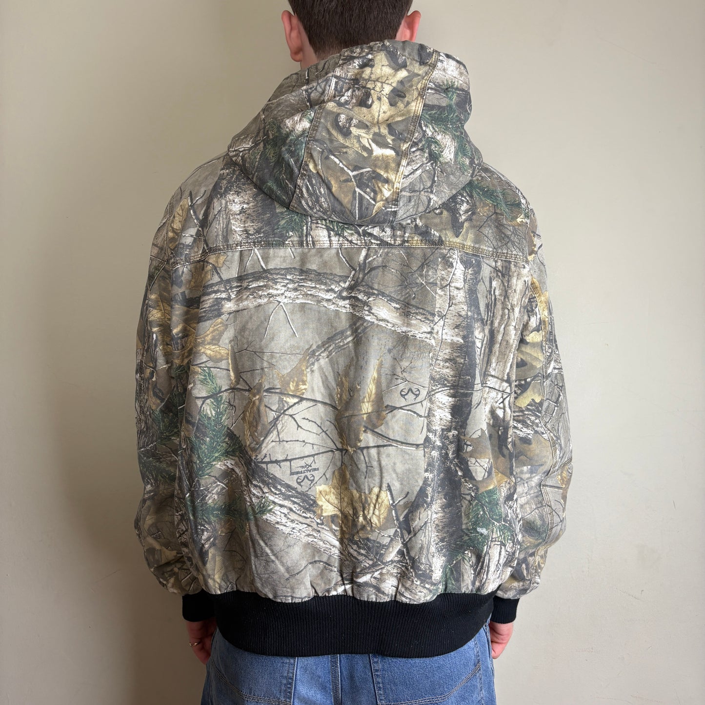 Vintage GH Bass Realtree Camo Hunting Workwear Active Hoodie Jacket - XL