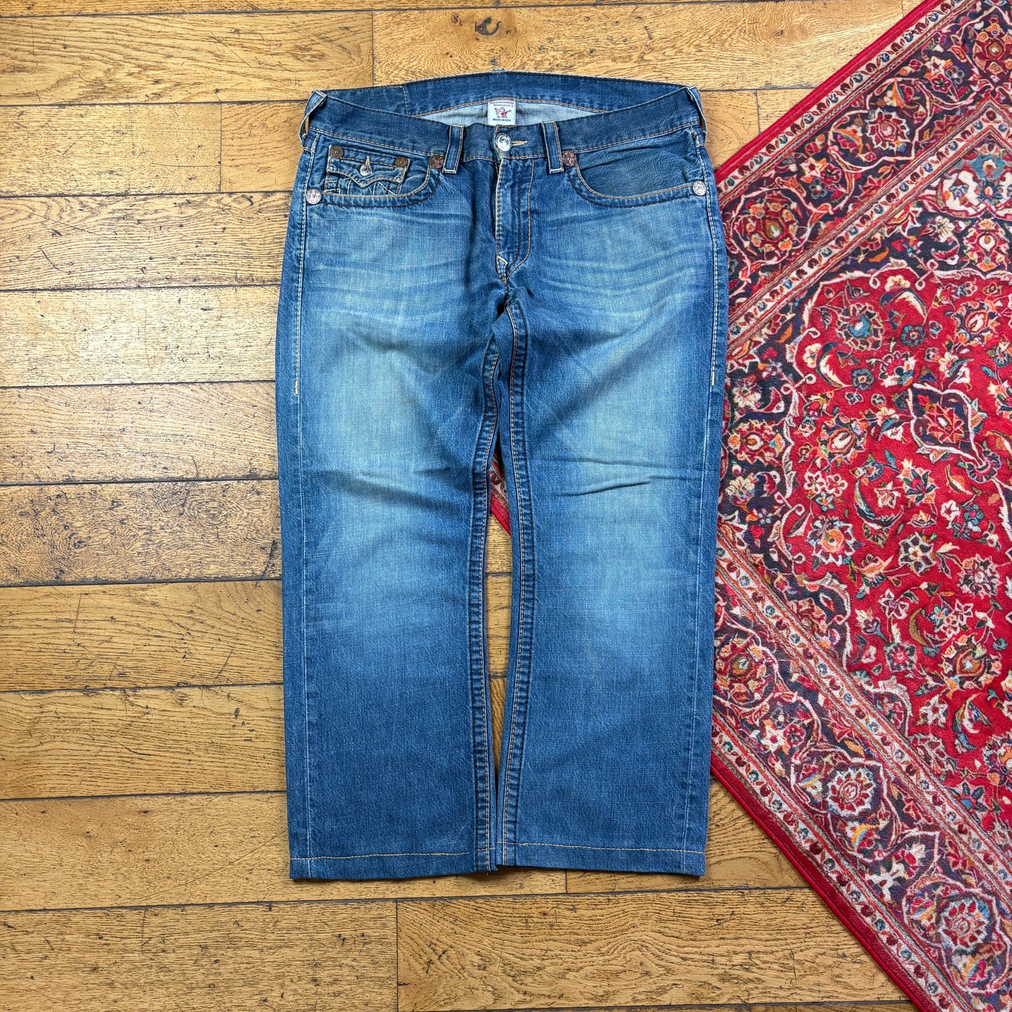 Vintage True Religion Blue Embroidered Y2K Hip Hop Baggy Jeans - 40