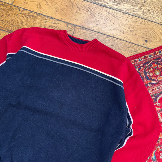 Vintage Nautica Navy Red Knit Jumper - XL