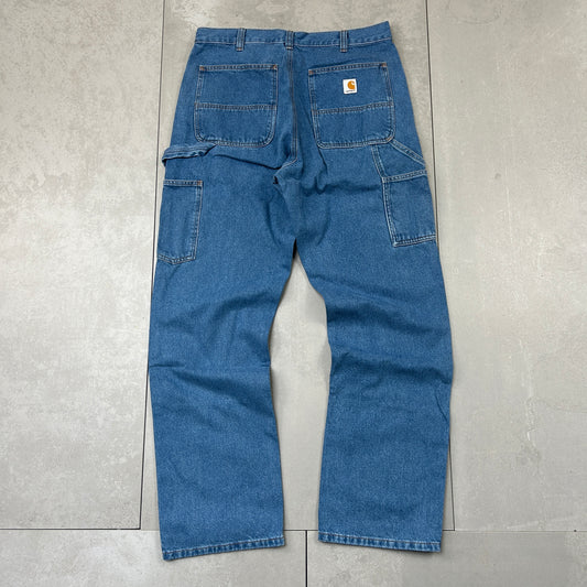 New Carhartt Double Knee Carpenter Baggy Blue Jeans - 34
