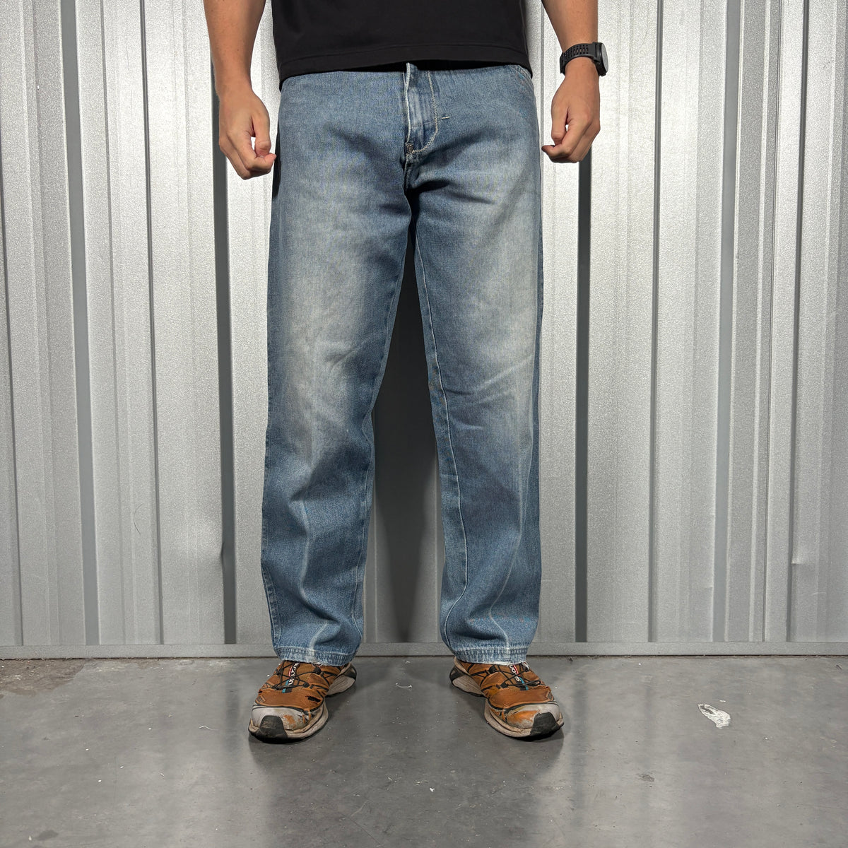 Vintage Don Y2K Embroidered Hip Hop Blue Baggy Jeans - 32S