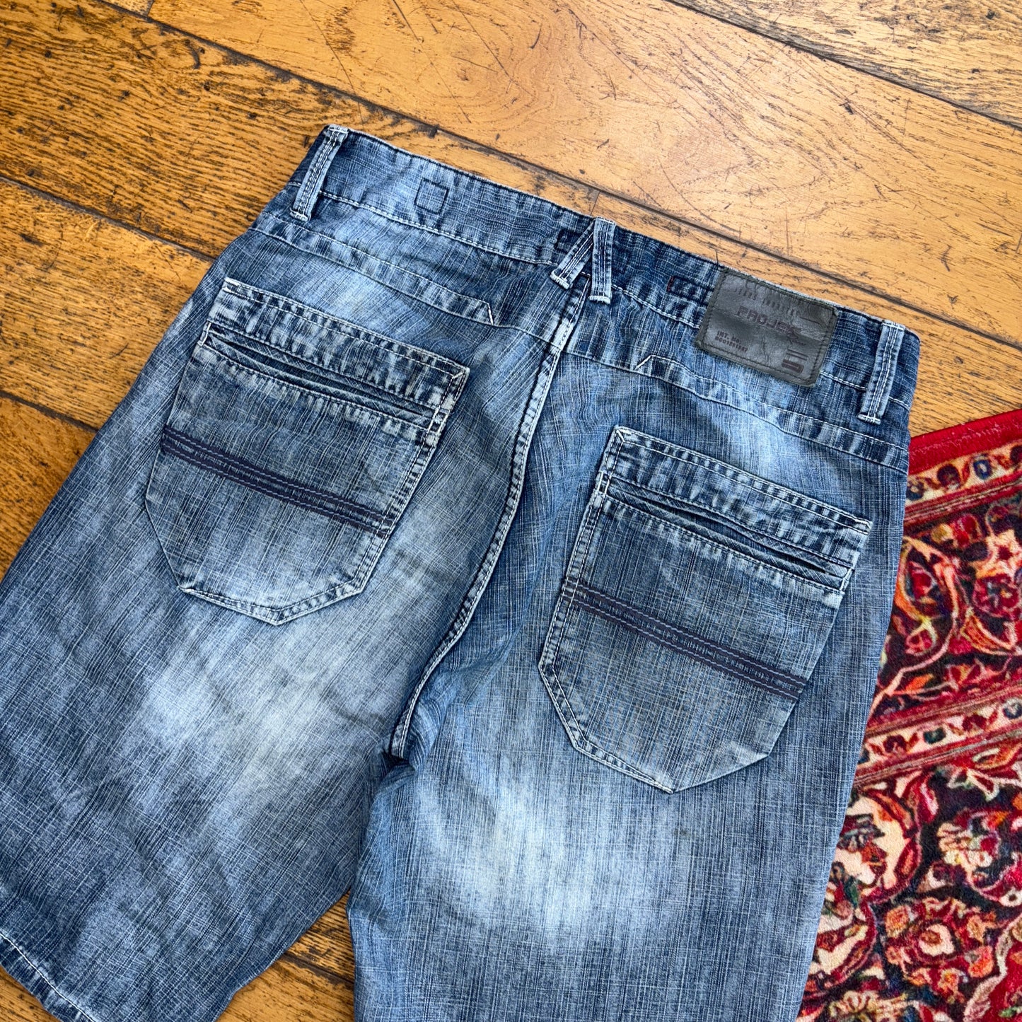 Vintage Embroidered Hip Hop Blue Shorts Jorts - 30
