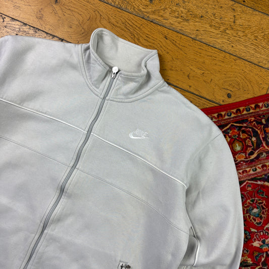 Vintage Nike Light Grey Blue Zip Embroidered Sweatshirt - XL