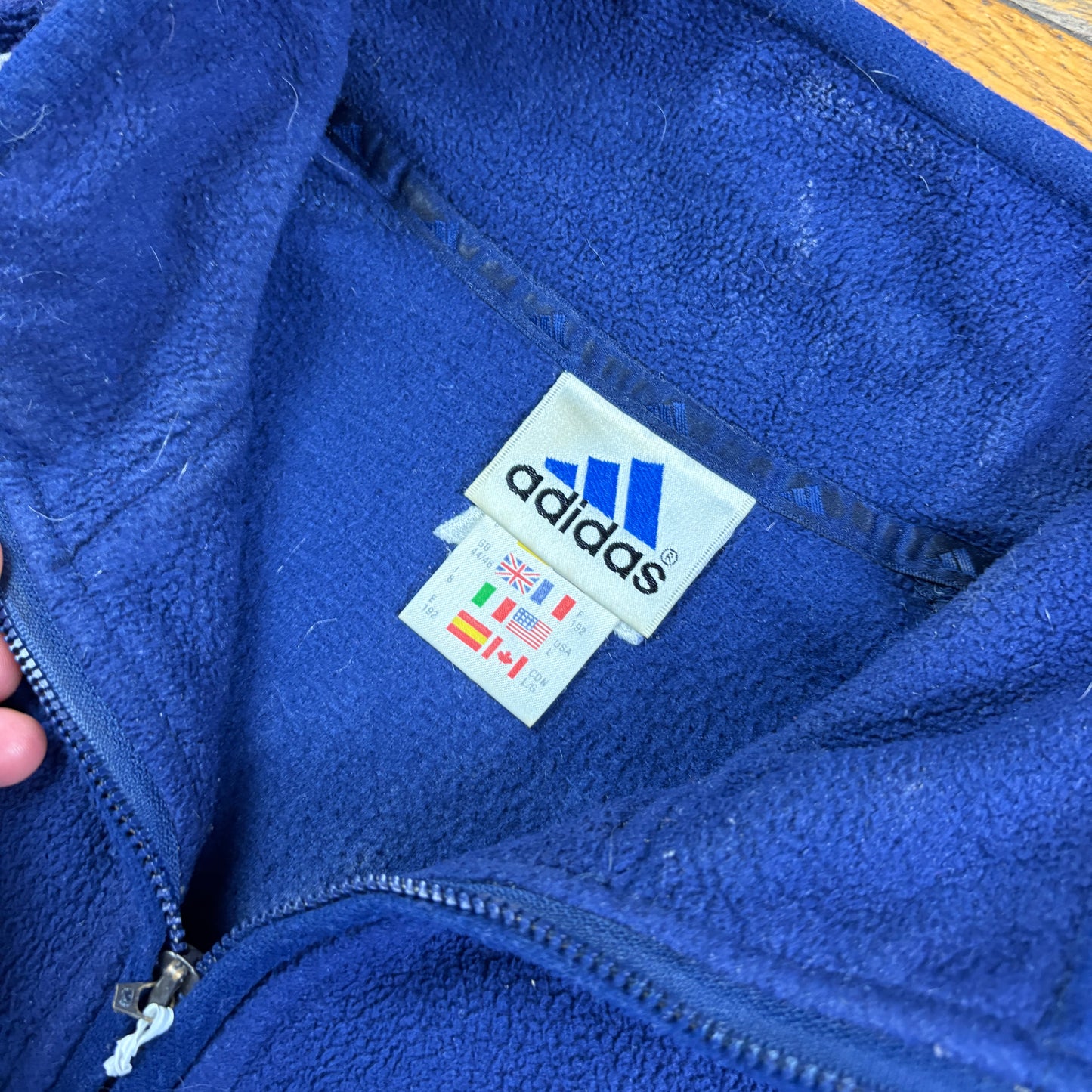 Vintage 90s Adidas Navy Fleece Embroidered Sweatshirt - L