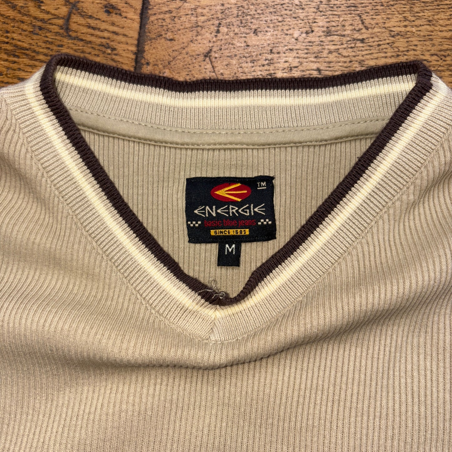 Vintage 90s Energie Skate Cream Brown Embroidered Sweatshirt - M