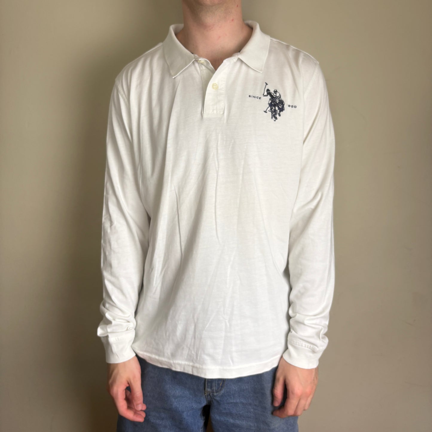 Vintage US Polo ASSN Big Pony White Rugby Polo Shirt - XL