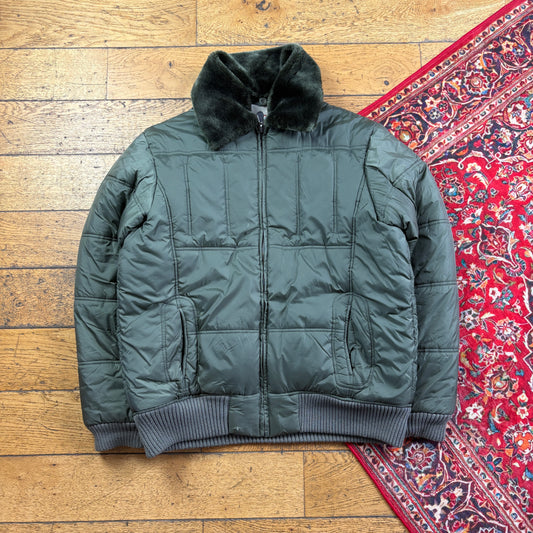 Vintage Green Pilot Aviator Bomber Jacket - XL