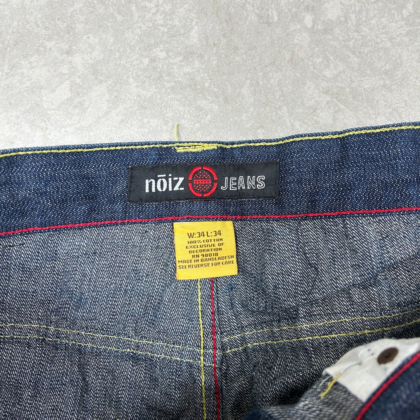 Vintage Noiz Jeans Embroidered Hip Hop Baggy Blue Jeans - 34