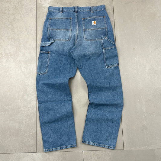 New Carhartt Double Knee Carpenter Baggy Blue Jeans - 34