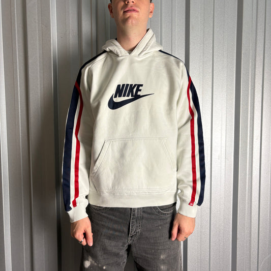 Vintage Nike Y2K 00s White Embroidered Hoodie Sweatshirt - L