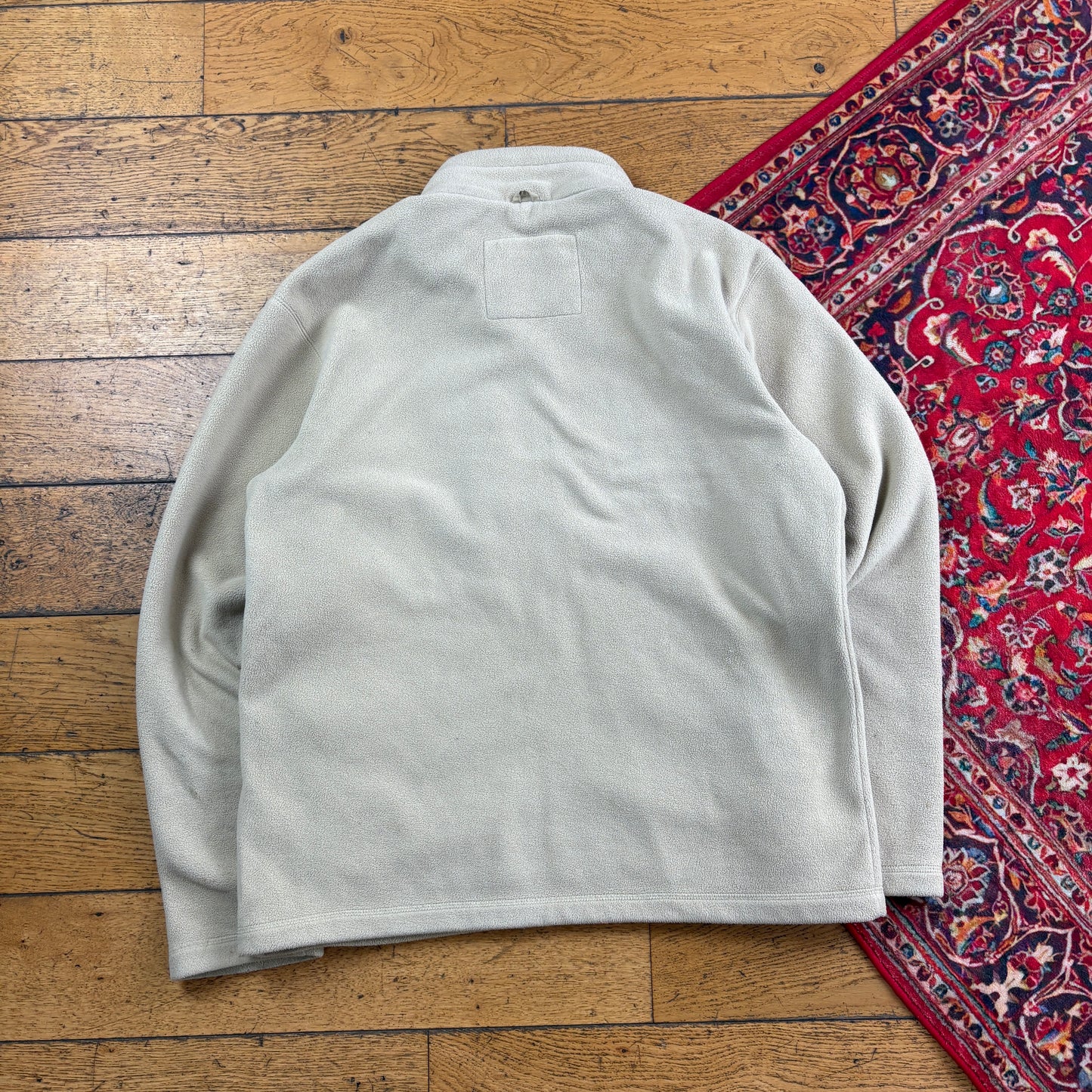 Vintage 90s Timberland Cream Embroidered Zip Fleece Sweatshirt - M