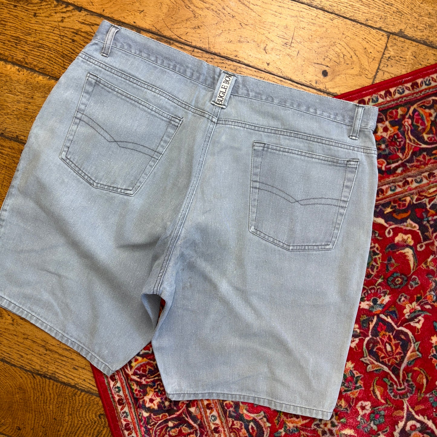 Vintage Bugle Boy Blue Denim Carpenter Baggy Shorts - 38