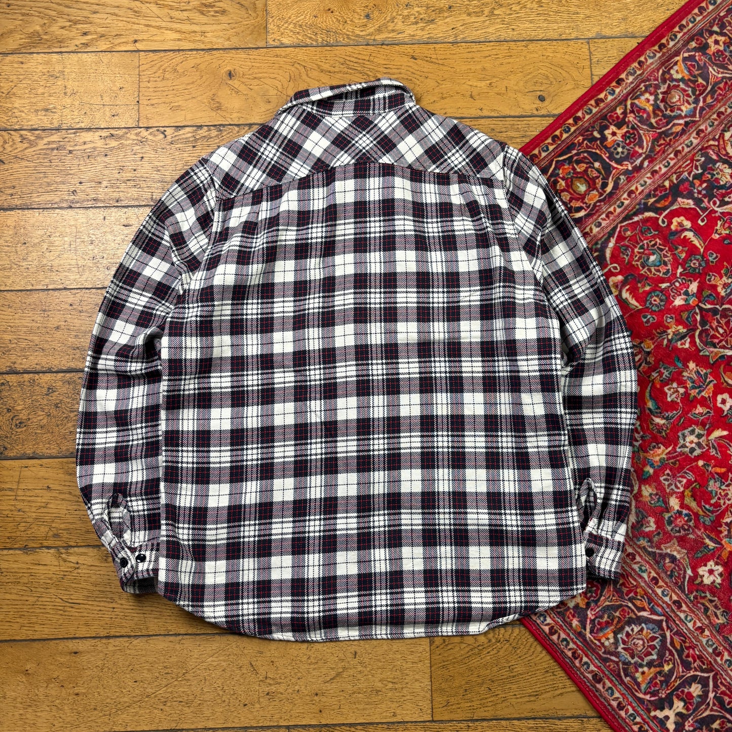 Vintage Ralph Lauren Heavy Flannel Navy White Shirt - L