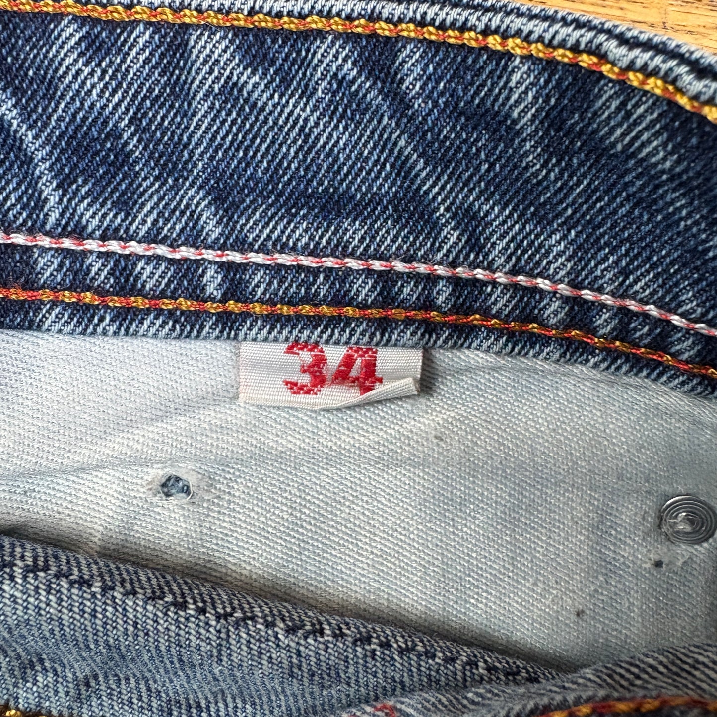 Vintage Rock Revival Blue Embroidered Y2K Hip Hop Baggy Jeans - 36