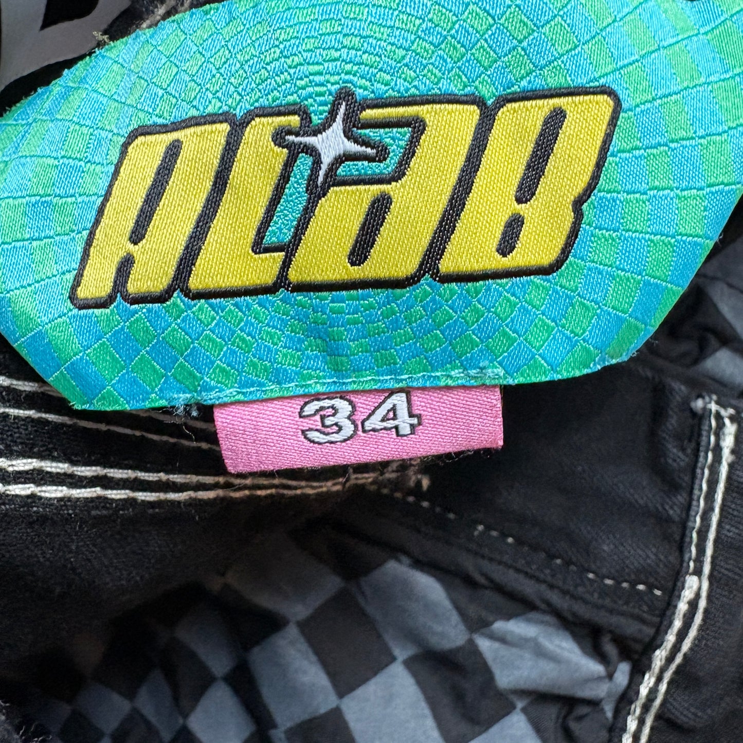 Vintage Alab Black JNCO Style Embroidered Y2K Hip Hop Baggy Jeans - 34