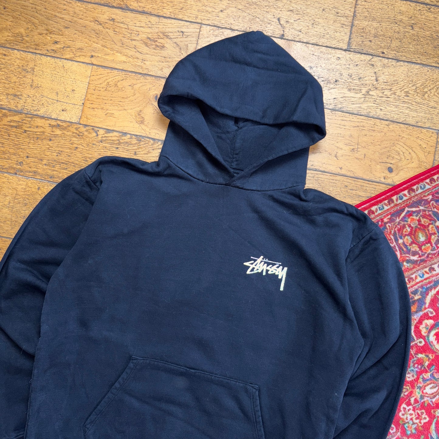 Vintage Stussy X Eric B Black Hoodie Sweatshirt - L
