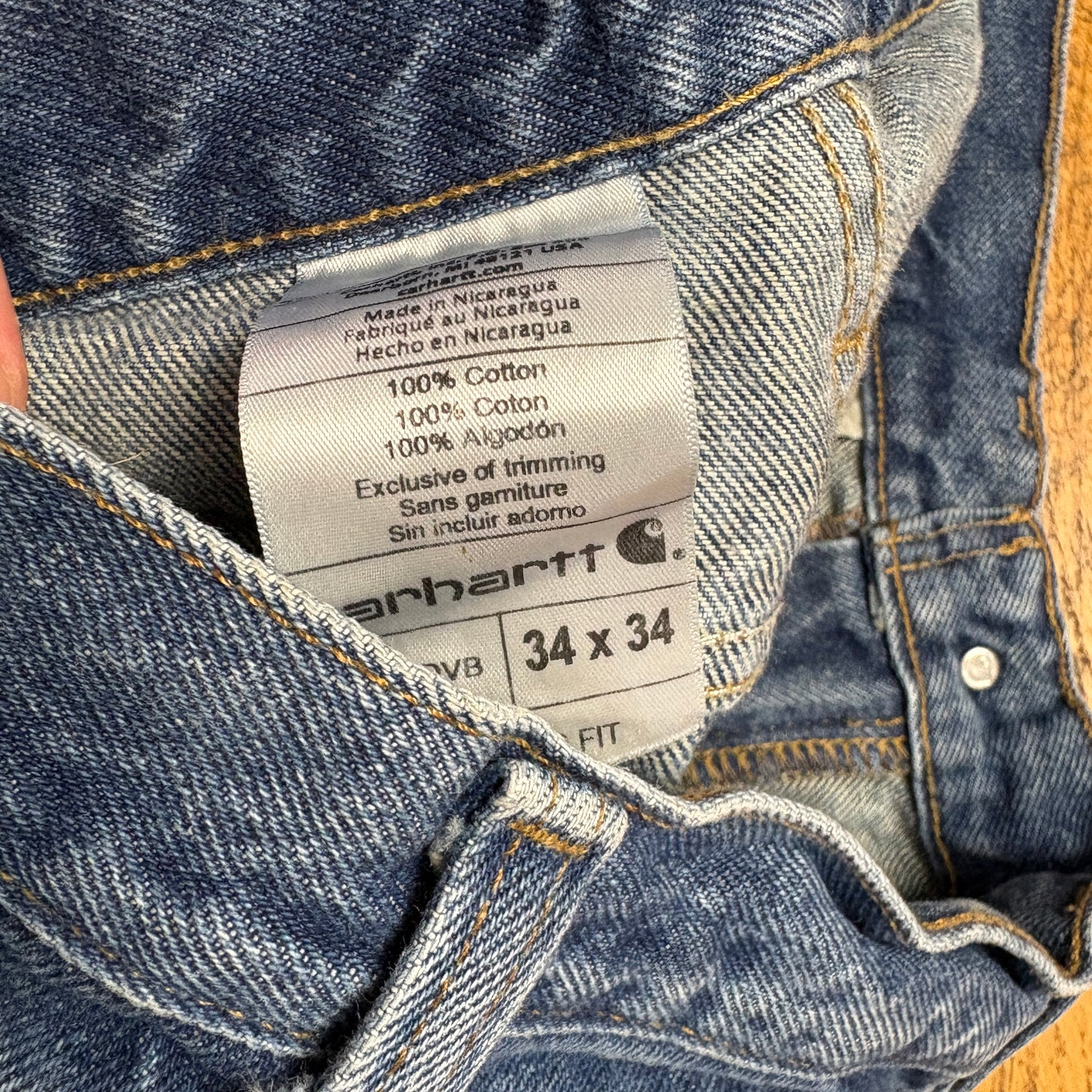 Vintage Carhartt Workwear Carpenter Baggy Blue Jeans - 36L