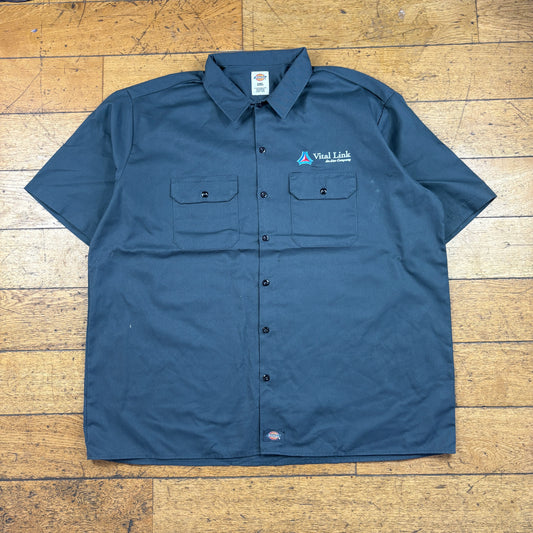 Vintage Dickies Grey Workwear Short Sleeve Shirt - 2XL