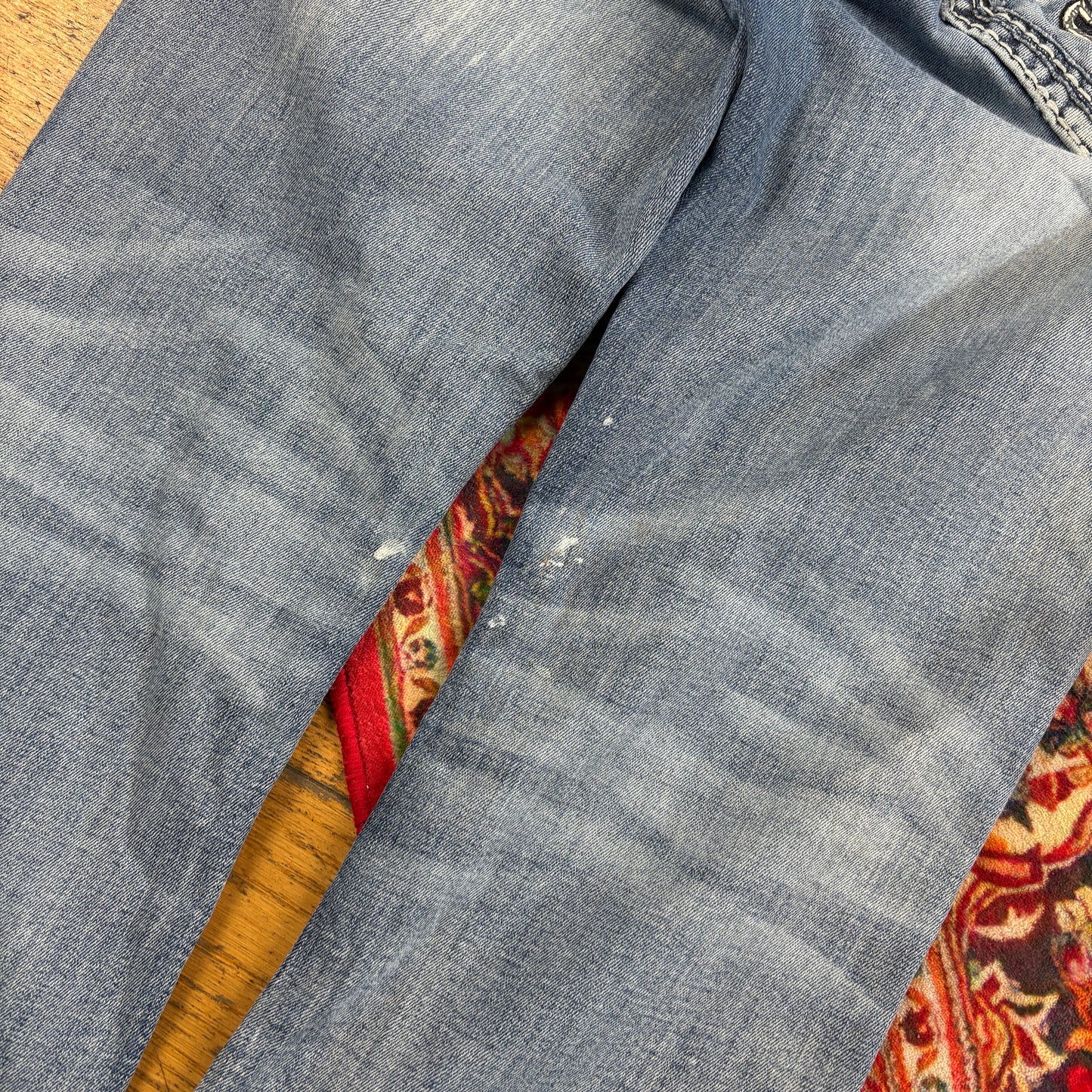 Vintage Rock Revival Blue Embroidered Y2K Hip Hop Straight Jeans - 34