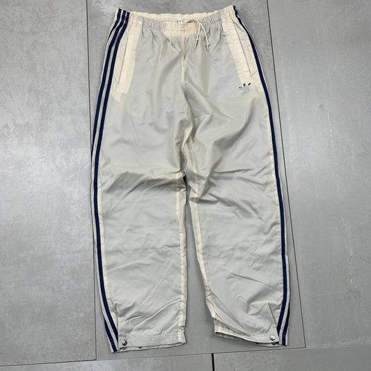 Vintage Adidas Cream Baggy Tracksuit Sweatpants Track Pants Bottoms - M