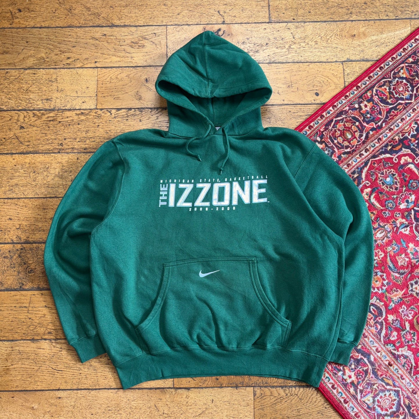 Vintage Nike Centre Swoosh Green Hoodie Y2K Sweatshirt - 26