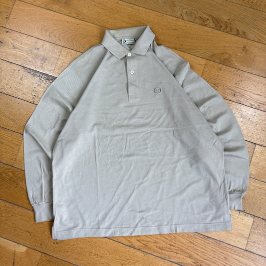 Vintage Sergio Tacchini Cream Embroidered Rugby Polo Shirt - XL