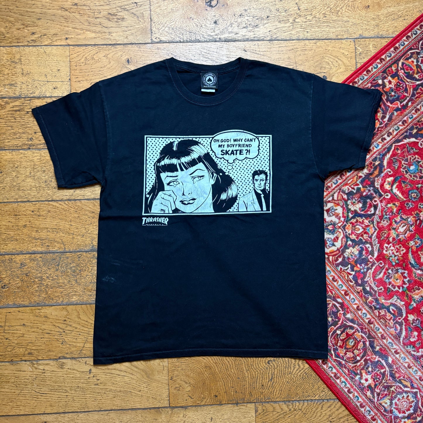 Vintage Thrasher Black Skate Graphic T-Shirt - M