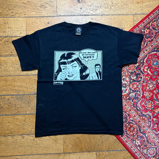 Vintage Thrasher Black Skate Graphic T-Shirt - M