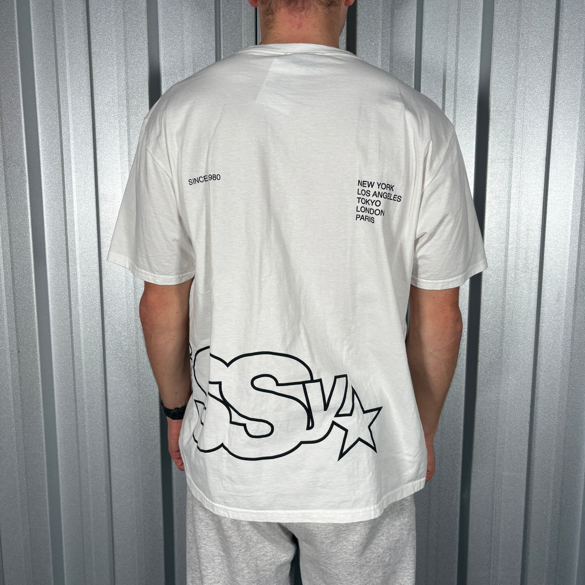 Stussy White Graphic T Shirt - L