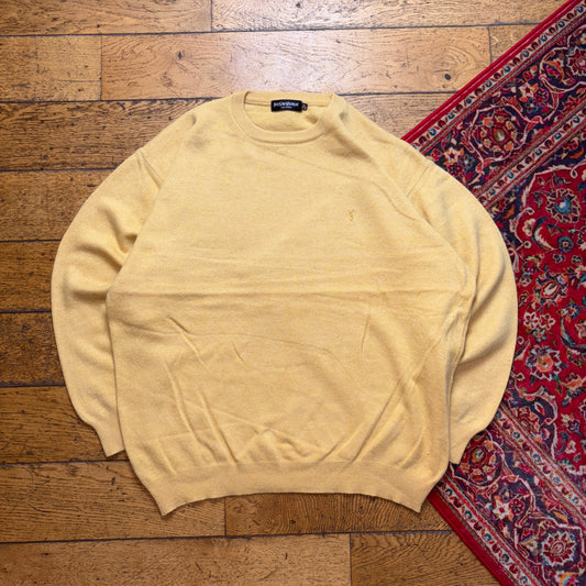 Vintage YSL Yves Saint Laurent Yellow Wool Knit Jumper - XL