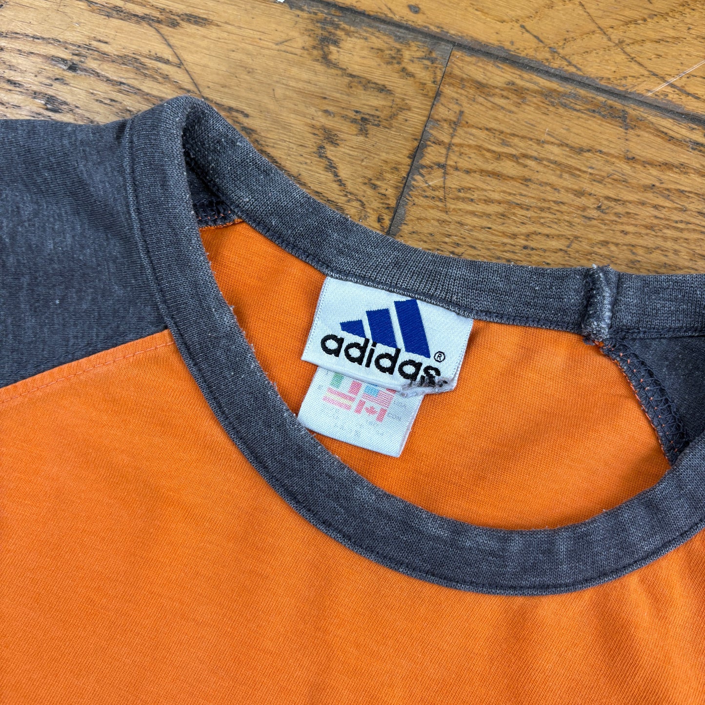 Vintage Adidas Orange Embroidered T-Shirt - S