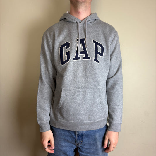 Vintage Gap Grey Spellout Embroidered Hoodie Sweatshirt - L