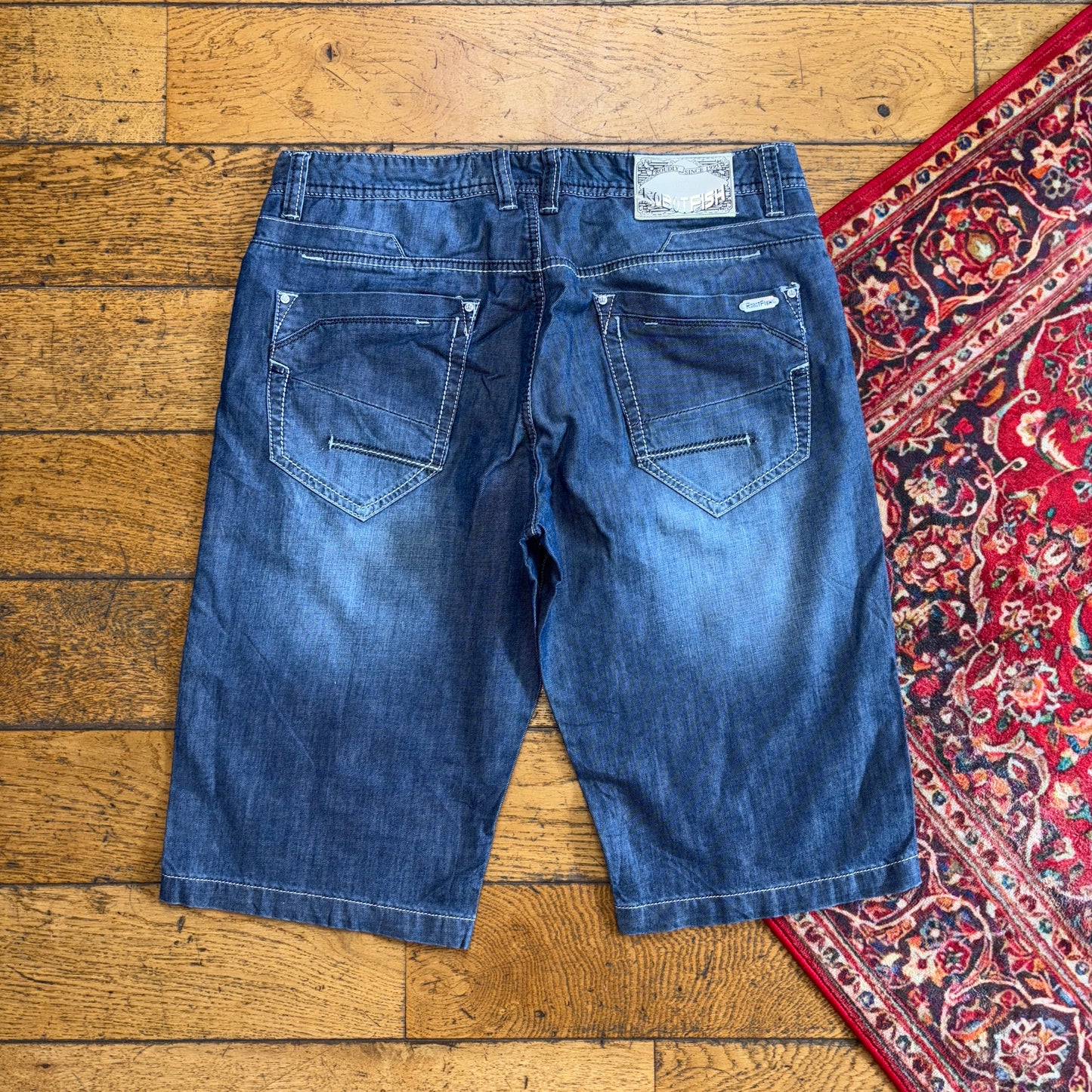 Vintage Robot Fish Blue Denim Shorts - 36